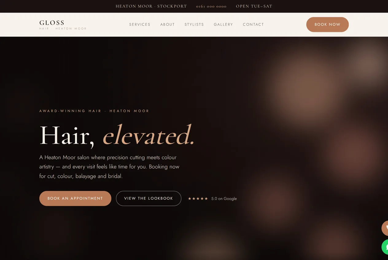 Amberley — luxury hair salon and bridal website