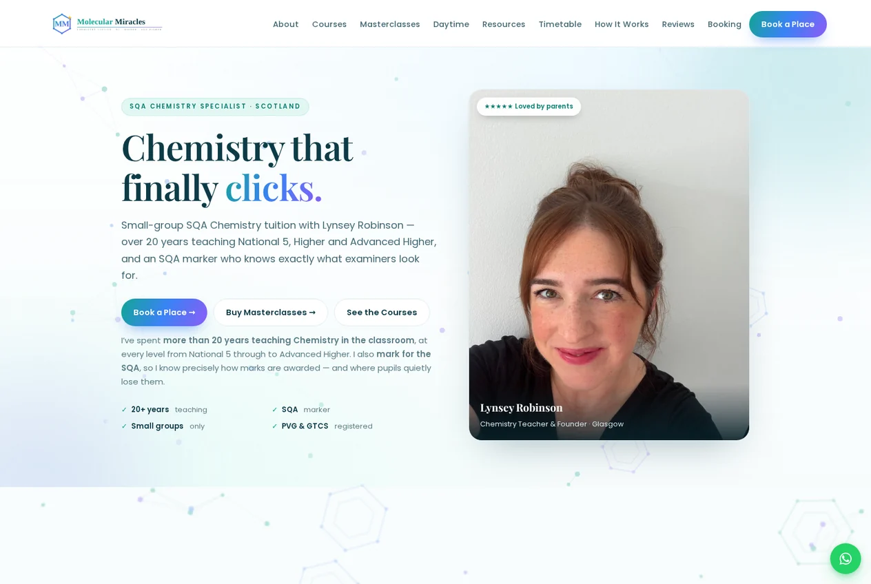 Molecular Miracles chemistry tuition website